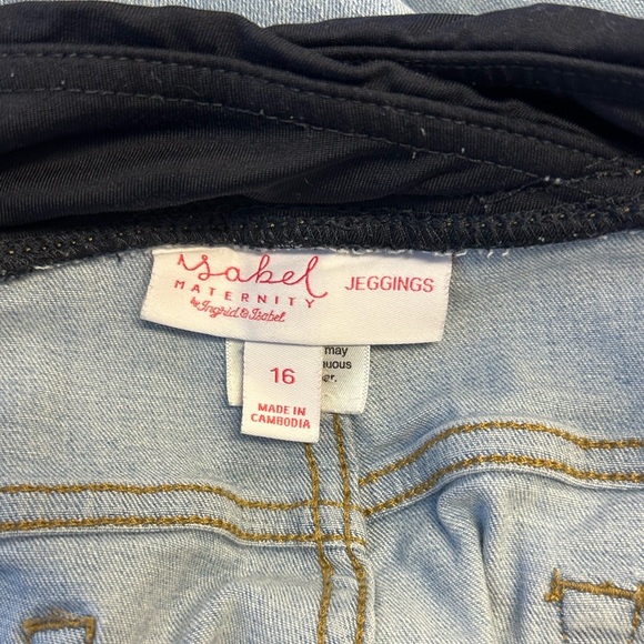 Isabel Maternity Crossover Panel Denim Jeans Size 16 Distressed Raw Hem (b6) - Picture 3 of 3